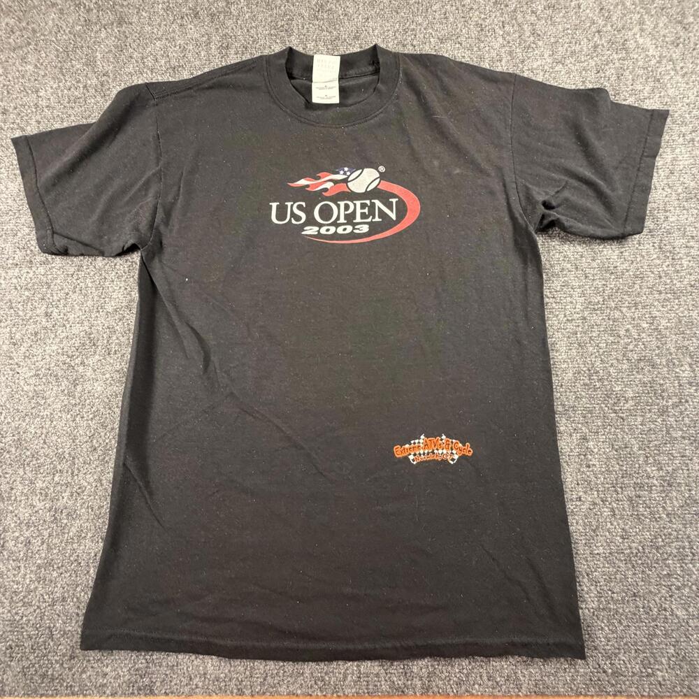Gildan Ultra Blend US Open 2003 Black T-Shirt Mens Medium Graphic Tee